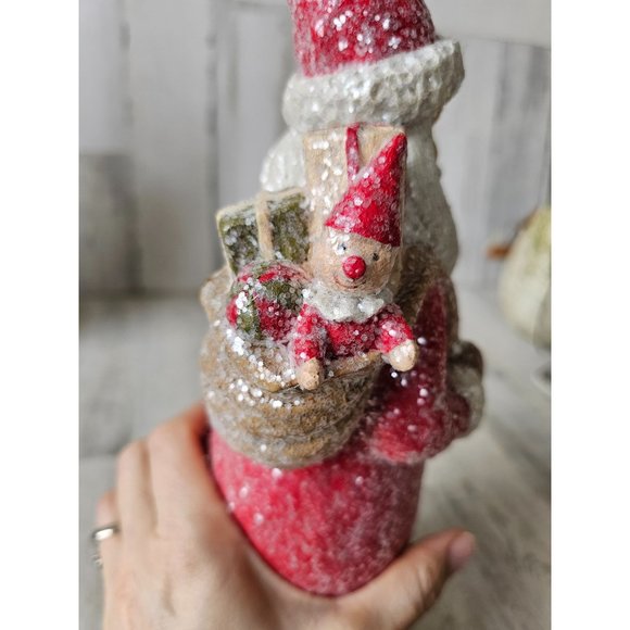 Shabby chic Santa tree presents Xmas decor glitter unique - Picture 7 of 9